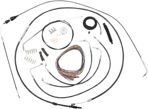 LA Choppers LA-8006KT2B-08B Complete Handlebar Cable and Brake Line Kit - Black Vinyl/Stainless