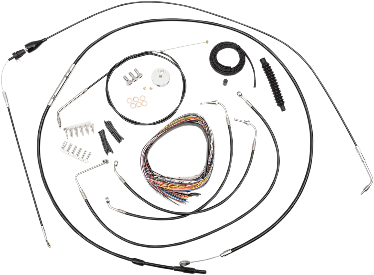 LA Choppers LA-8006KT2B-08B Complete Handlebar Cable and Brake Line Kit - Black Vinyl/Stainless