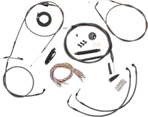 LA Choppers LA-8006KT2B-16M Complete Handlebar Cable and Brake Line Kit - Midnight