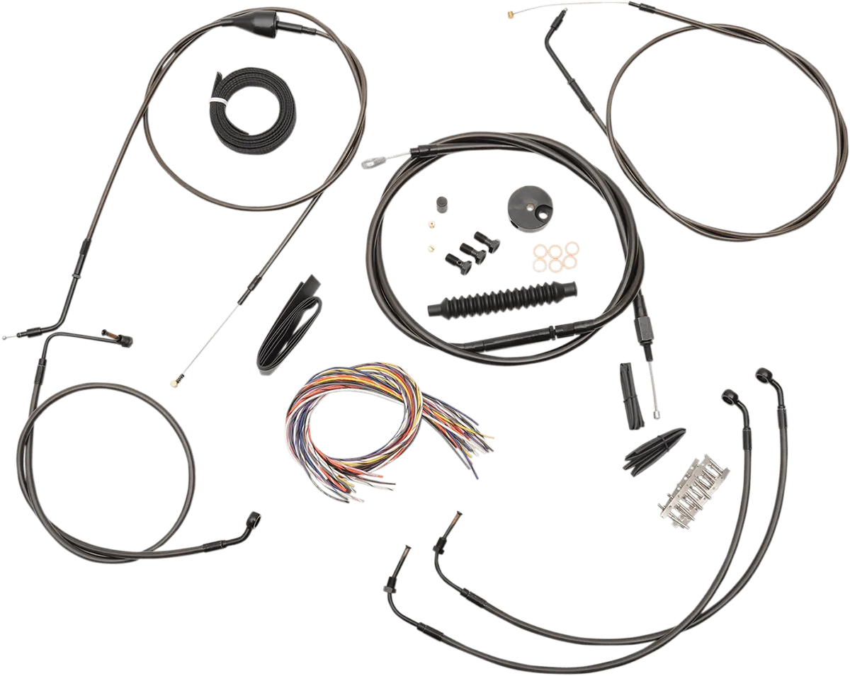 LA Choppers LA-8006KT2B-16M Complete Handlebar Cable and Brake Line Kit - Midnight