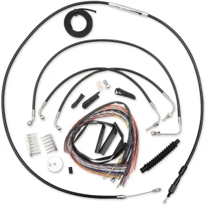 LA Choppers LA-8010KT2-13B Complete Handlebar Cable and Brake Line Kit - Black Vinyl/Stainless