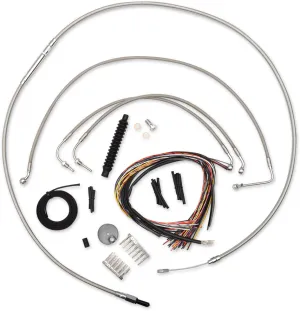 LA Choppers LA-8011KT2B-16 Complete Handlebar Cable/Brake & Clutch Line/Wire Kit - Stainless Braided