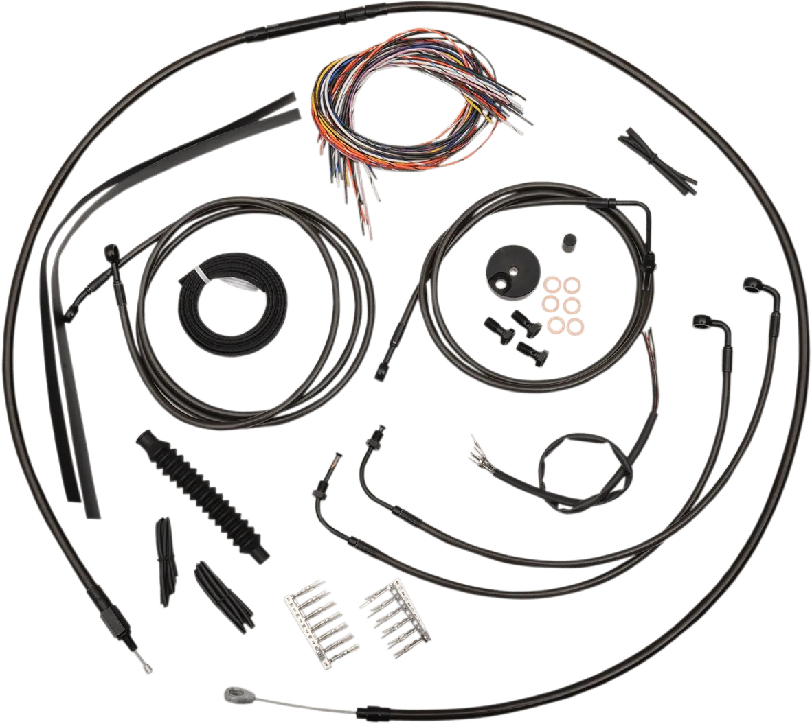 LA Choppers LA-8051KT2-13M Complete Handlebar Cable and Brake Line Kit - Midnight