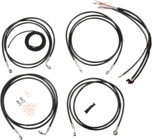 LA Choppers LA-8052KT2-19B Complete Handlebar Cable and Brake Line Kit - Black Vinyl/Stainless