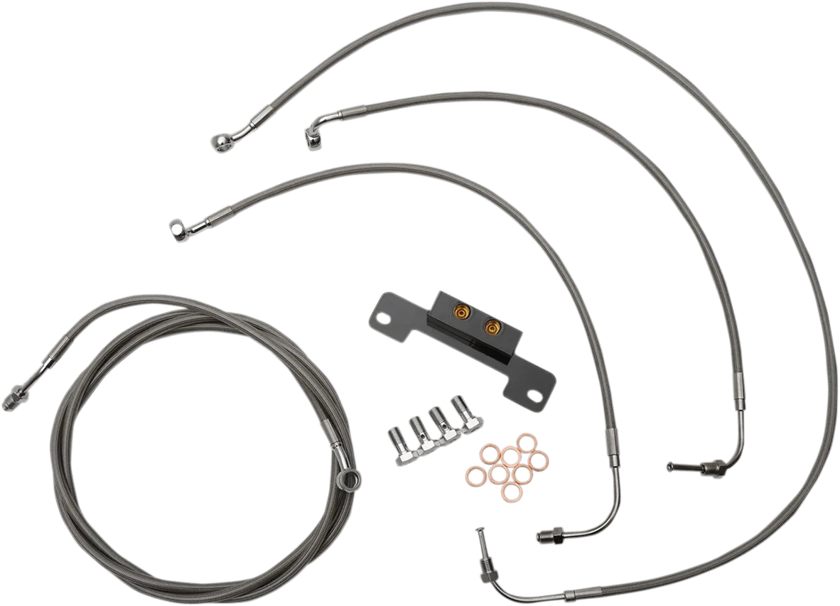 LA Choppers LA-8055KT-08 Standard Handlebar Cable/Brake & Clutch Line/Wire Kit - Stainless Braided