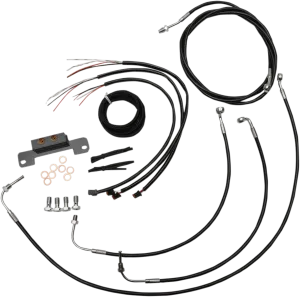 LA Choppers LA-8055KT2-16B Complete Handlebar Cable/Brake & Clutch Line/Wire Kit - Black Vinyl/Stainless Braided