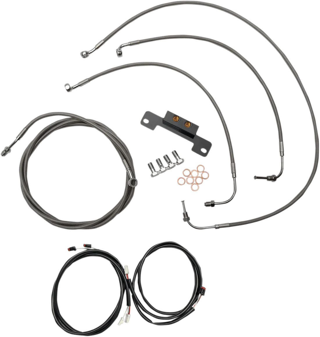 LA Choppers LA-8055KT3-16 Complete Handlebar Cable/Brake & Clutch Line/Wire Kit - Stainless Braided