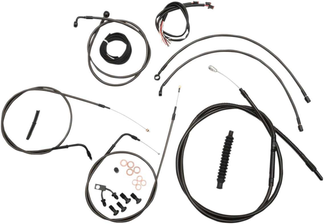 LA Choppers LA-8122KT2-16M Complete Handlebar Cable/Brake & Clutch Line/Wire Kit - Midnight Black