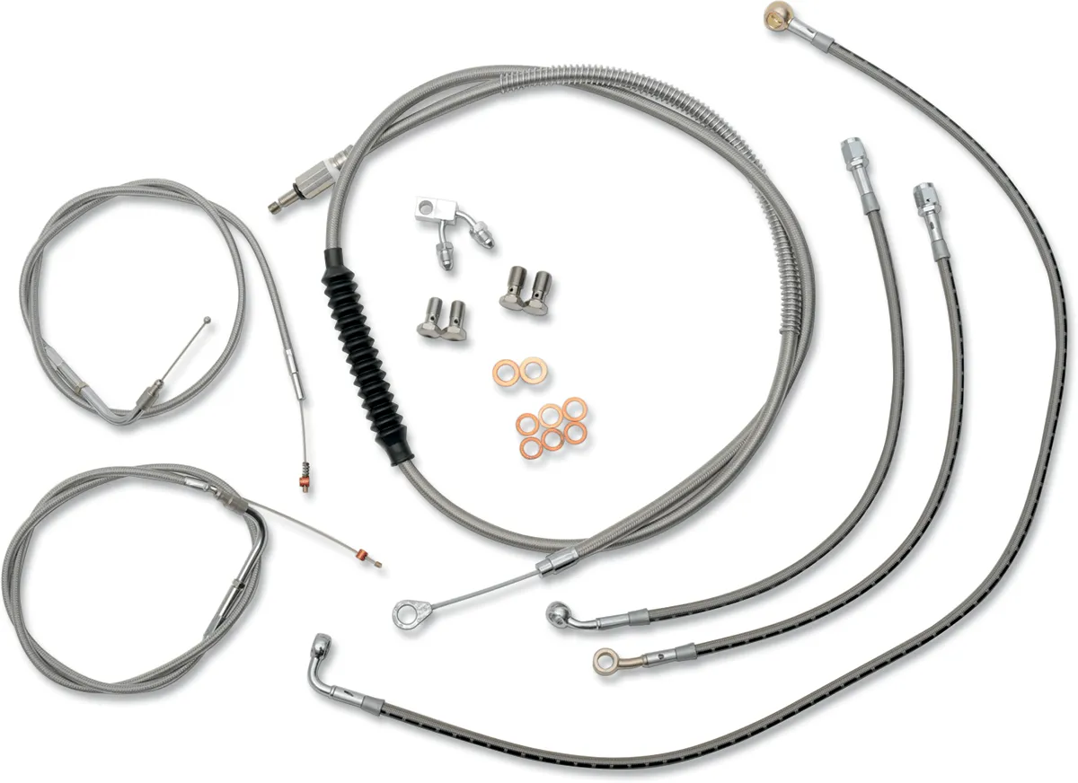 LA Choppers LA-8123KT-16 Standard Handlebar Cable/Brake & Clutch Line/Wire Kit - Stainless Braided