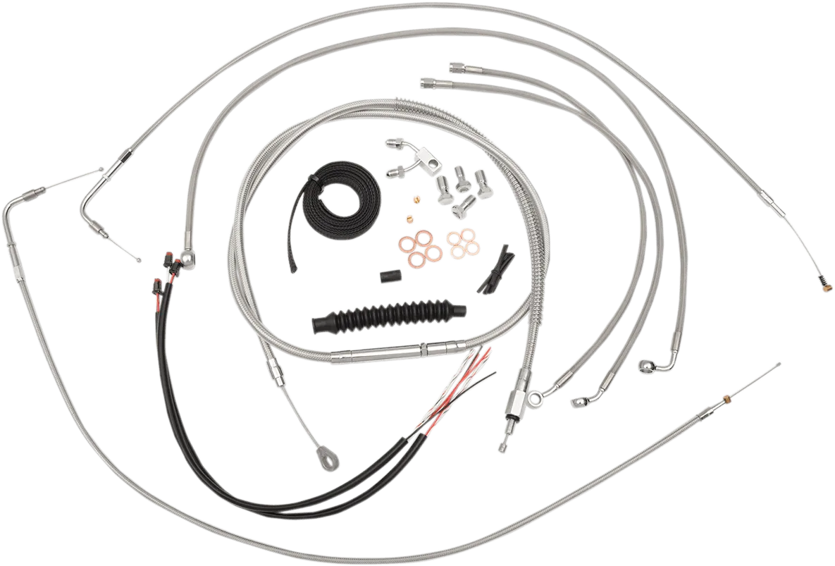 LA Choppers LA-8150KT2-19 Complete Handlebar Cable/Brake & Clutch Line/Wire Kit - Stainless Braided