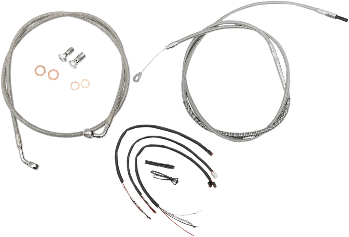 LA Choppers LA-8153KT2-13 Complete Handlebar Cable/Brake & Clutch Line/Wire Kit - Stainless Braided