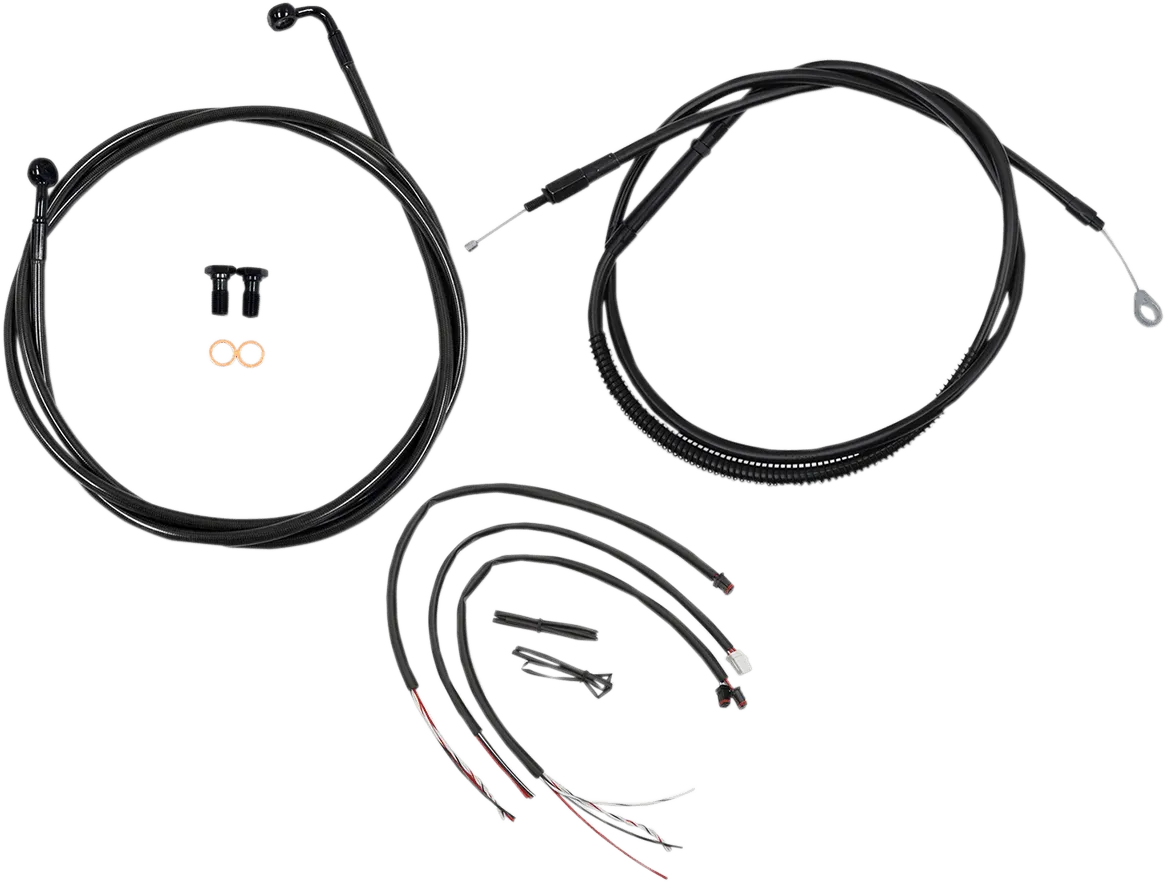 LA Choppers LA-8153KT2-16M Complete Handlebar Cable/Brake & Clutch Line/Wire Kit - Midnight Braided