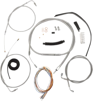 LA Choppers LA-8210KT2B-13 Complete Handlebar Cable/Brake & Clutch Line/Wire Kit - Stainless Braided