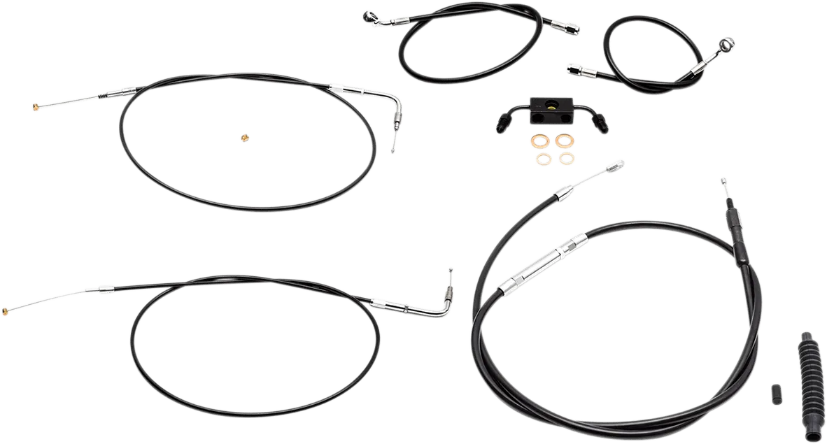 LA Choppers LA-8231KT-13B Standard Handlebar Cable/Brake & Clutch Line/Wire Kit - Black Vinyl/Stainless