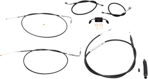 LA Choppers LA-8231KT-13B Standard Handlebar Cable/Brake & Clutch Line/Wire Kit - Black Vinyl/Stainless