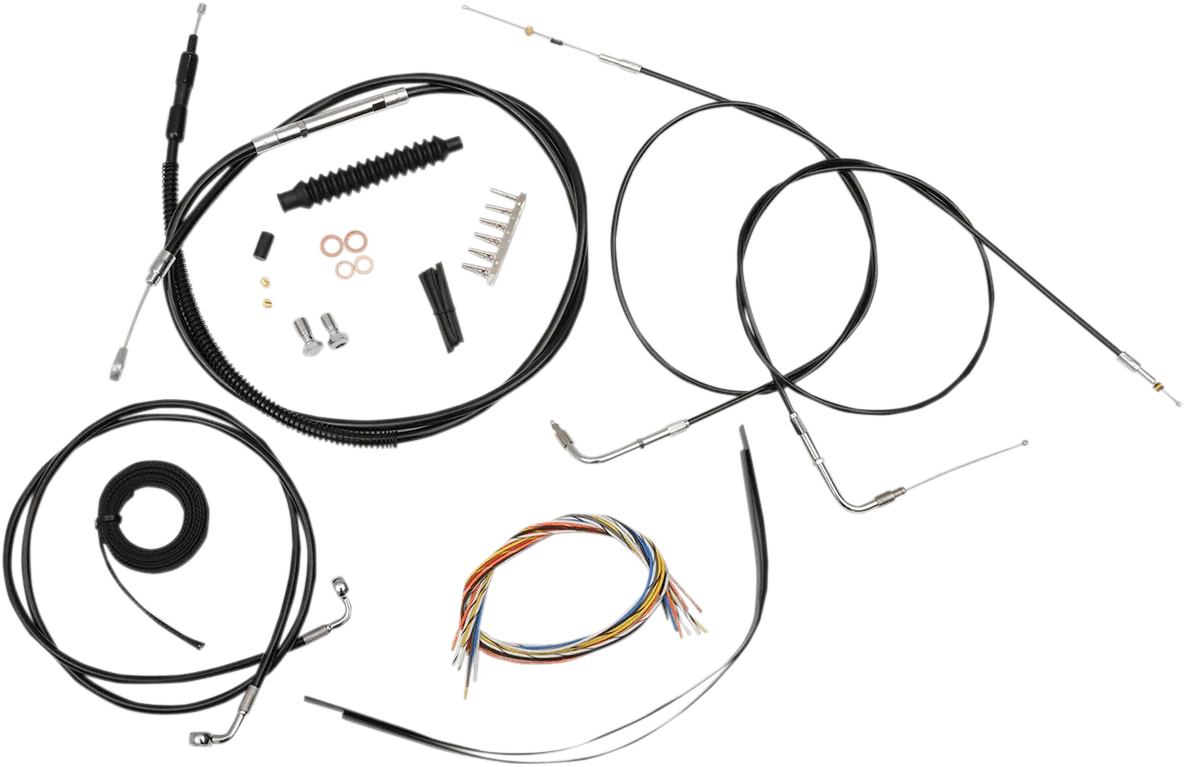 LA Choppers LA-8310KT2-19B Complete Handlebar Cable and Brake Line Kit - Black Vinyl/Stainless