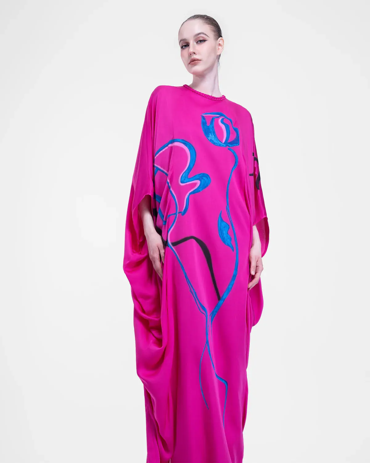 Landscape on Petal - Fuchsia Cocoon Kaftan Dress