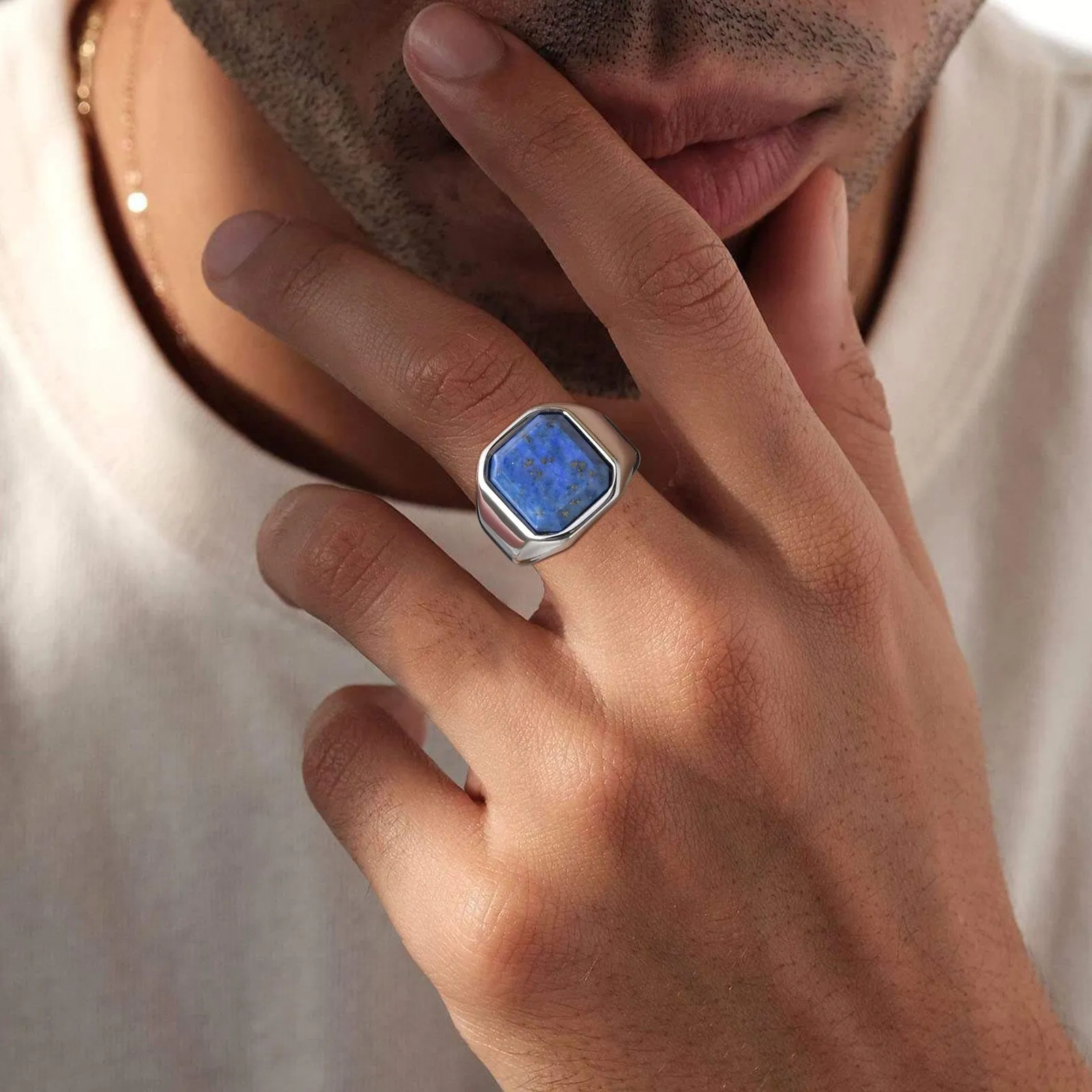 Lapis Square Stone Ring