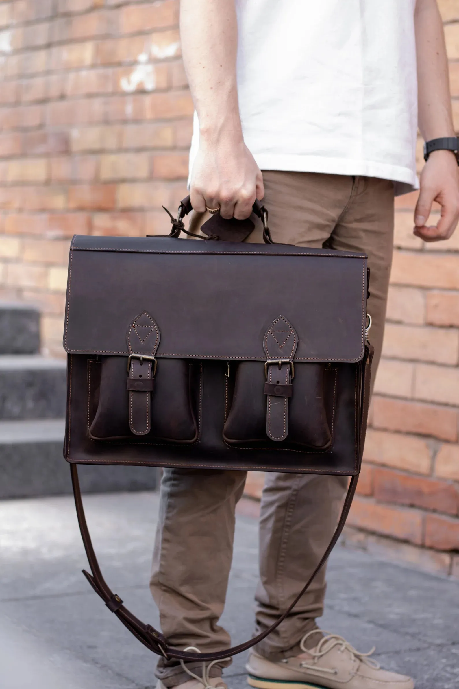 Laptop Satchel Bag with Laser Engraving