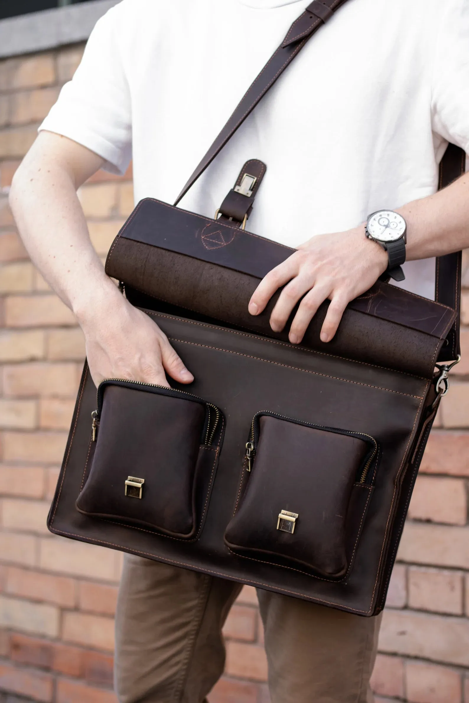 Laptop Satchel Bag with Laser Engraving