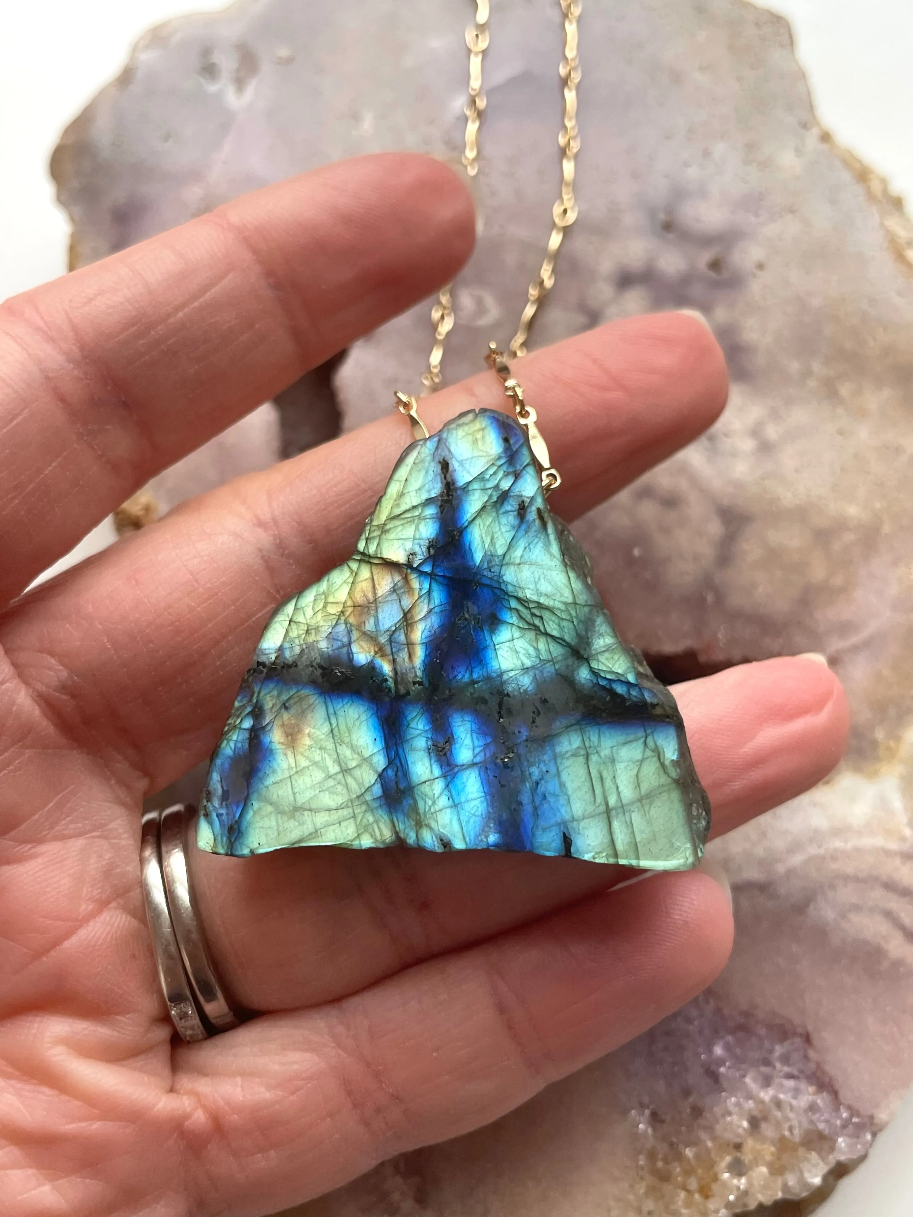 Large Labradorite Statement Crystal necklace