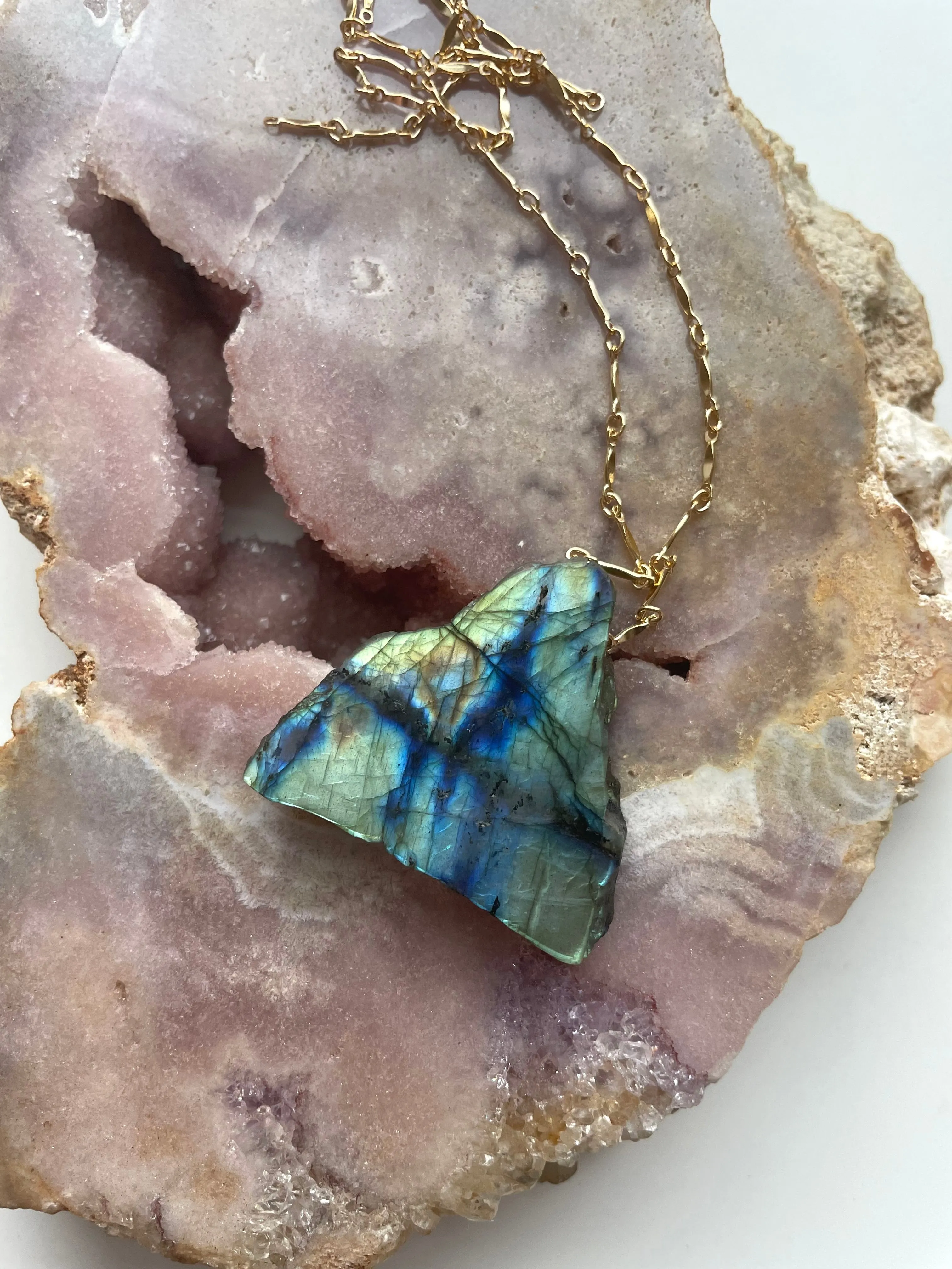 Large Labradorite Statement Crystal necklace
