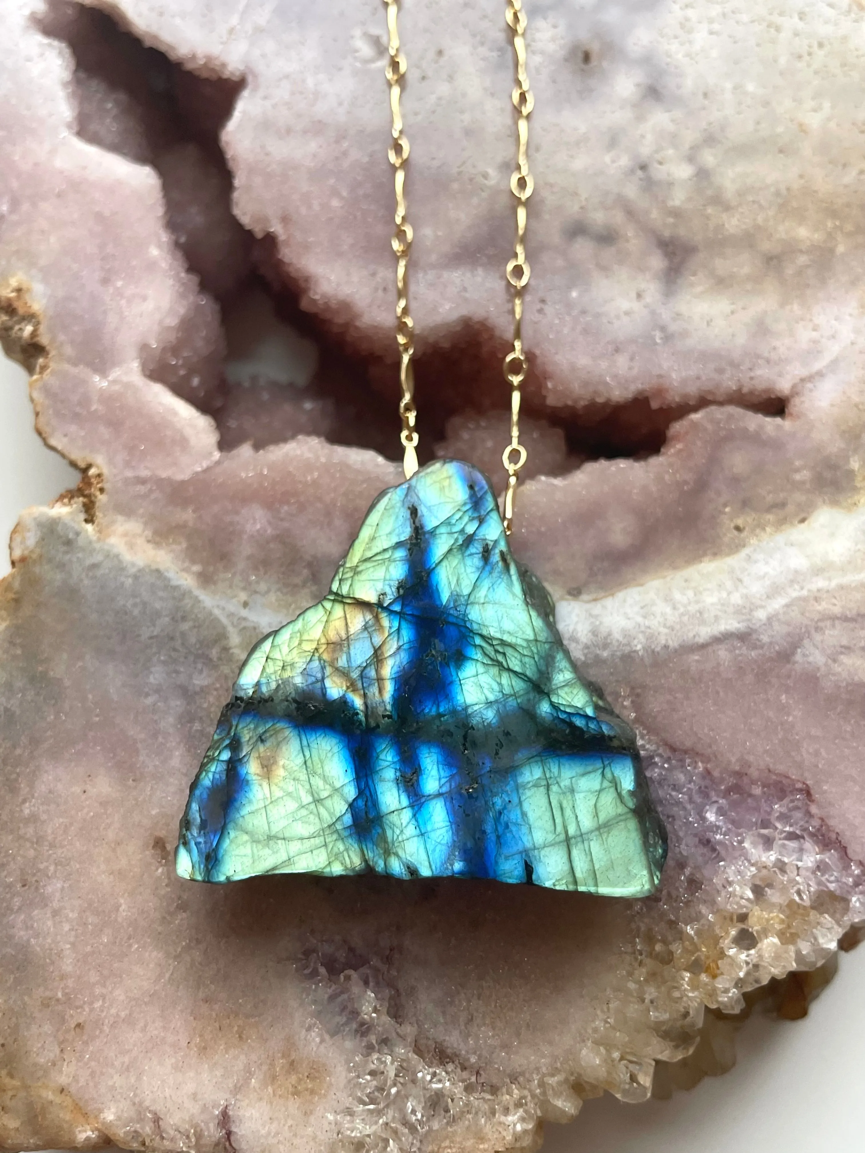 Large Labradorite Statement Crystal necklace