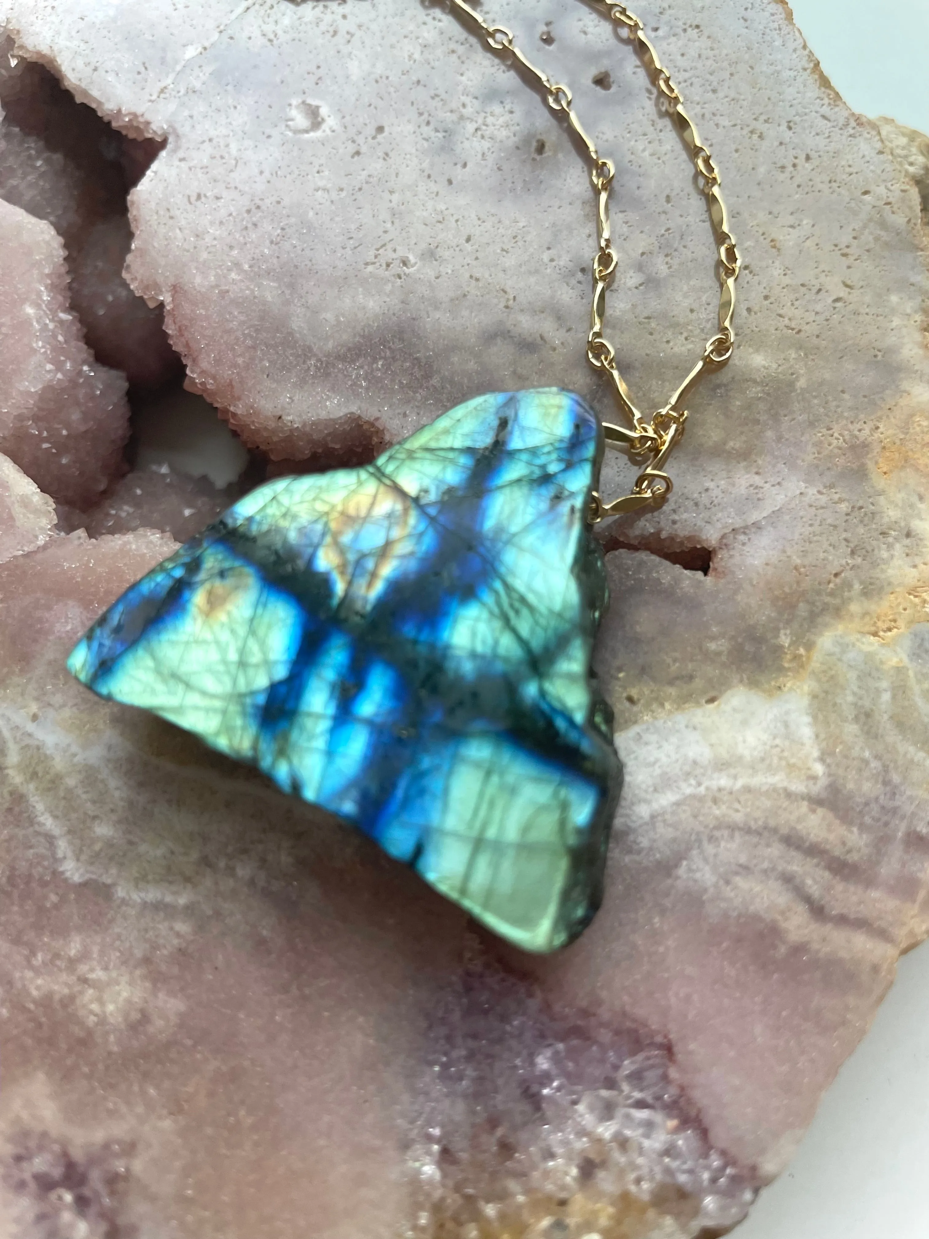 Large Labradorite Statement Crystal necklace