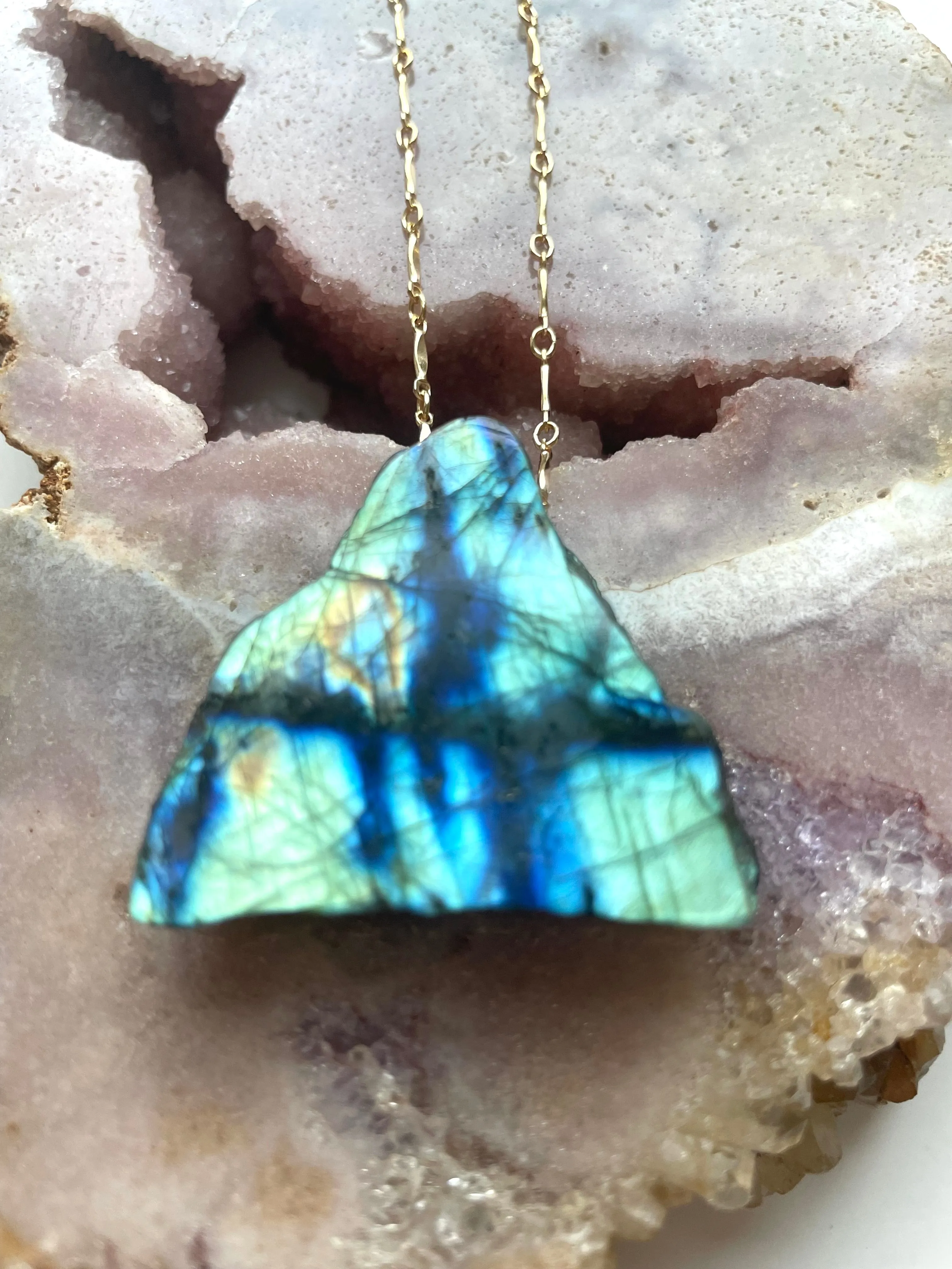 Large Labradorite Statement Crystal necklace