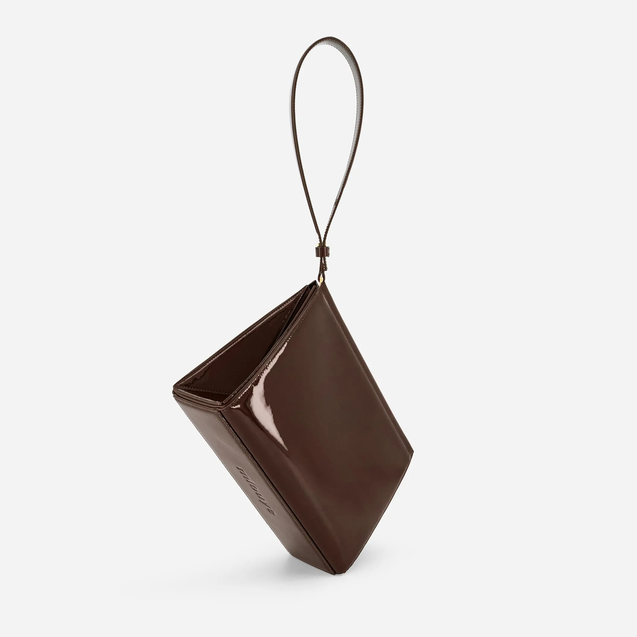 Large Triangle Pouch - Patent Brown
