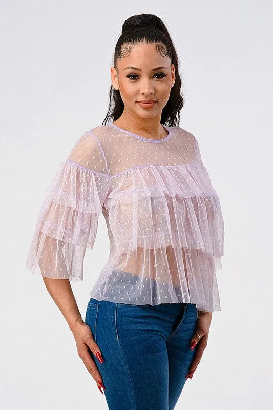 Lavender Layered Sheer Top