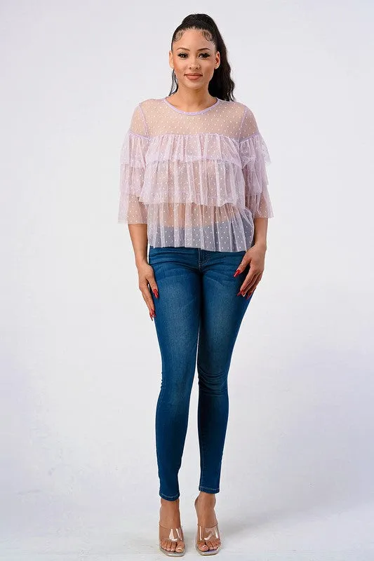 Lavender Layered Sheer Top