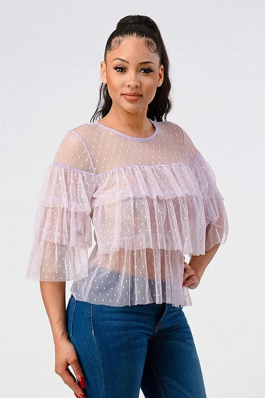 Lavender Layered Sheer Top