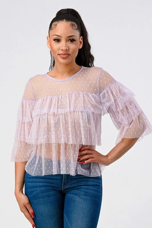 Lavender Layered Sheer Top