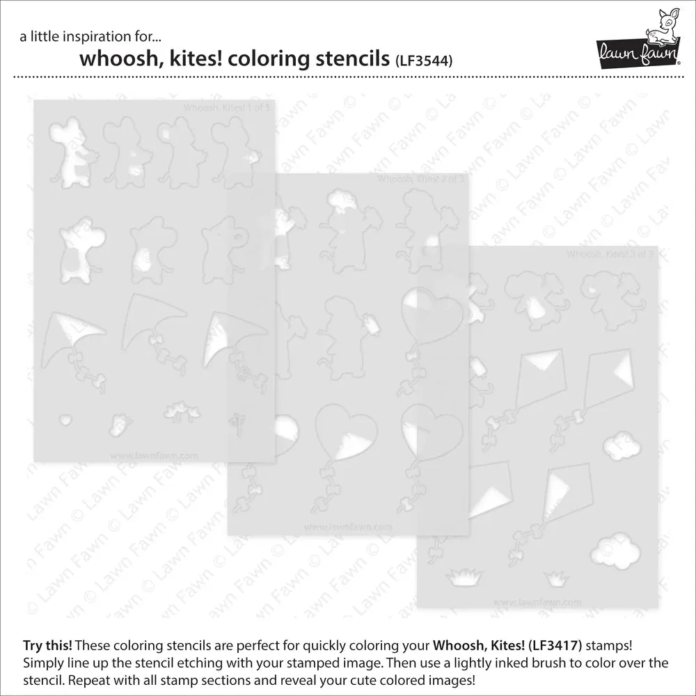 Lawn Fawn Whoosh, Kites! Colouring Stencils LF3544