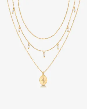 Layered North Star Pendant Necklace
