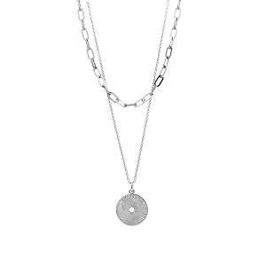 Layered silver coin necklace