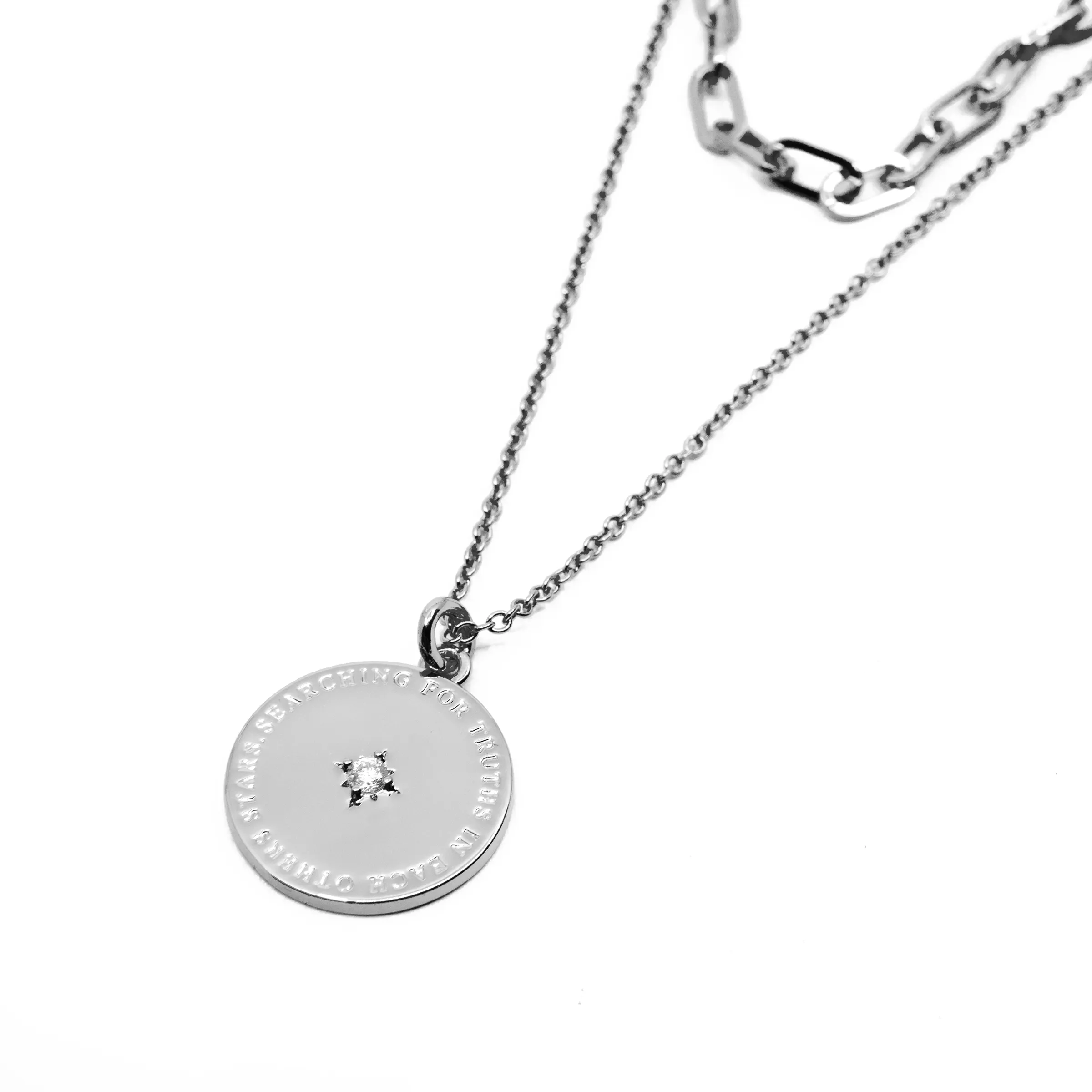 Layered silver coin necklace