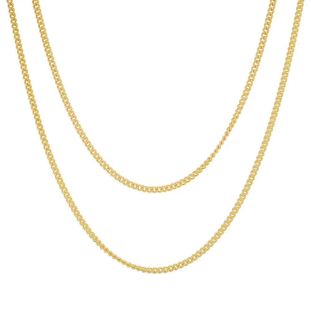 Layered thin curb link chain necklace