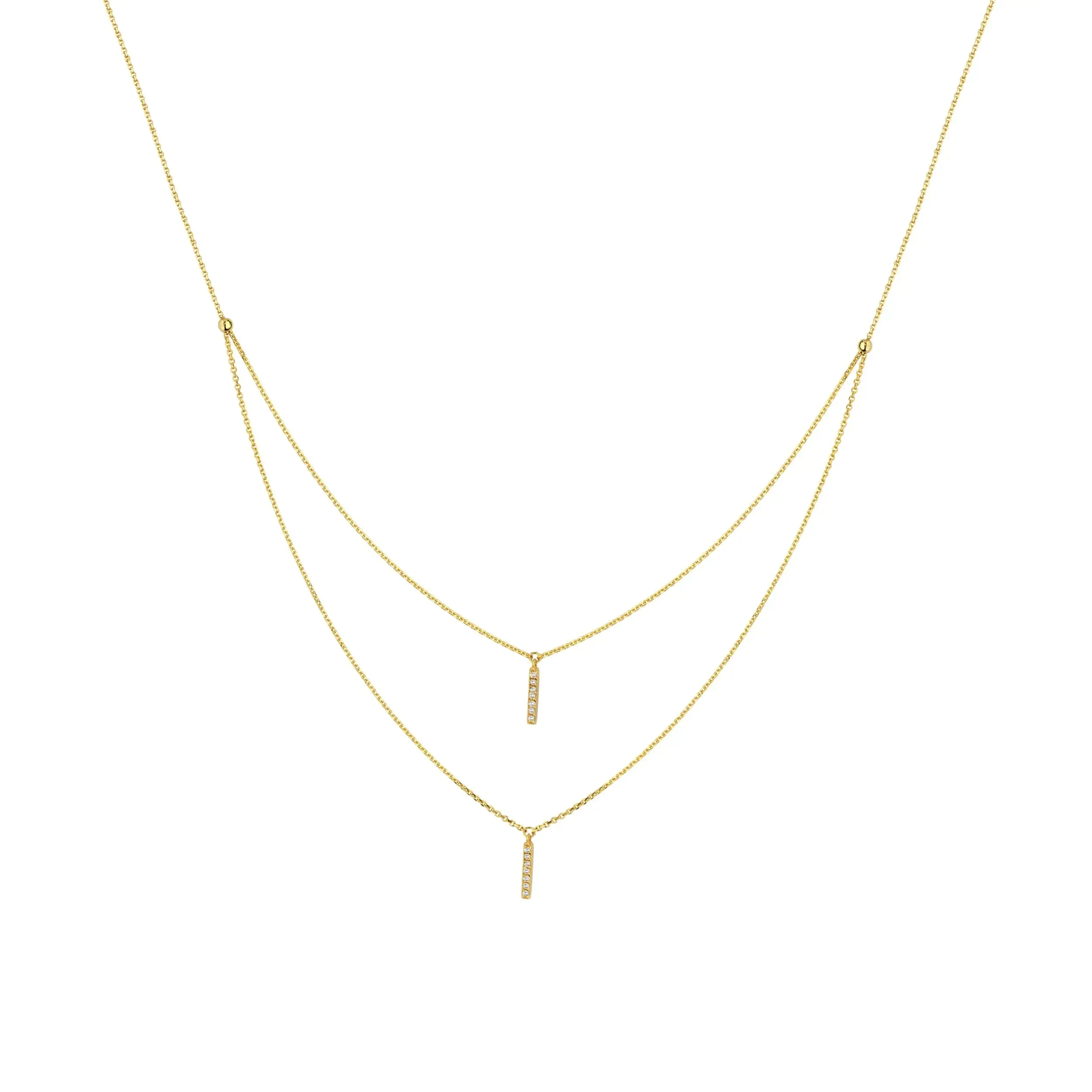 Layered Vertical Bar Diamond Necklace