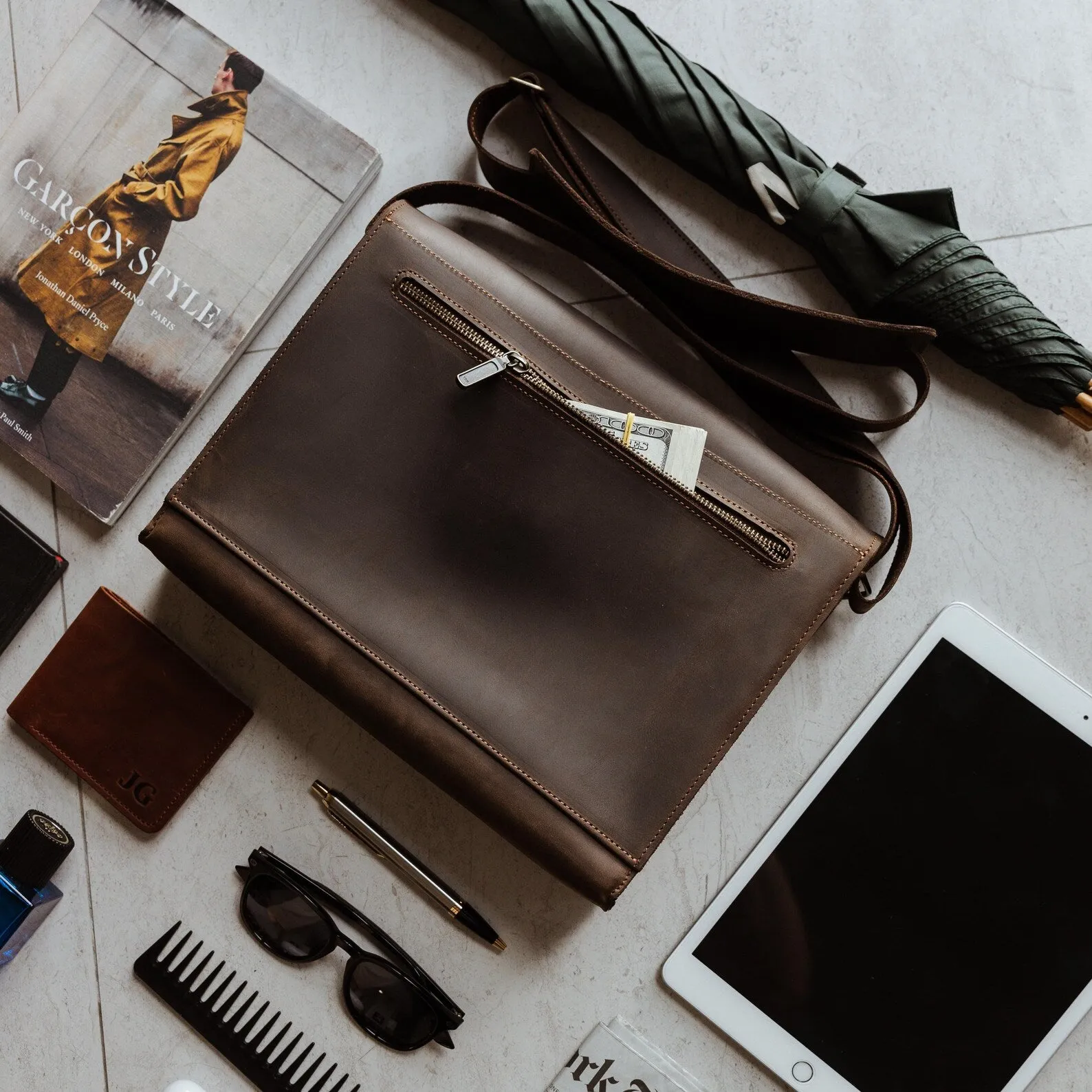 Leather Messenger Bag, Shoulder Bag