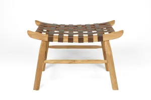Leather Strapped Stool- Natural