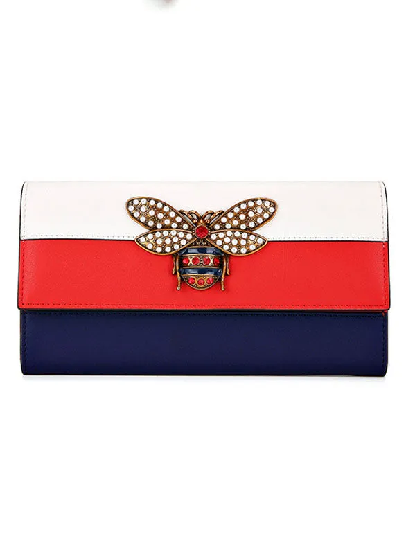 Leather Women's Wallet Contrast Color Big Wallet Long Paragraph Women's Long Wallet