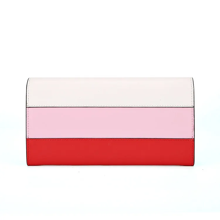 Leather Women's Wallet Contrast Color Big Wallet Long Paragraph Women's Long Wallet
