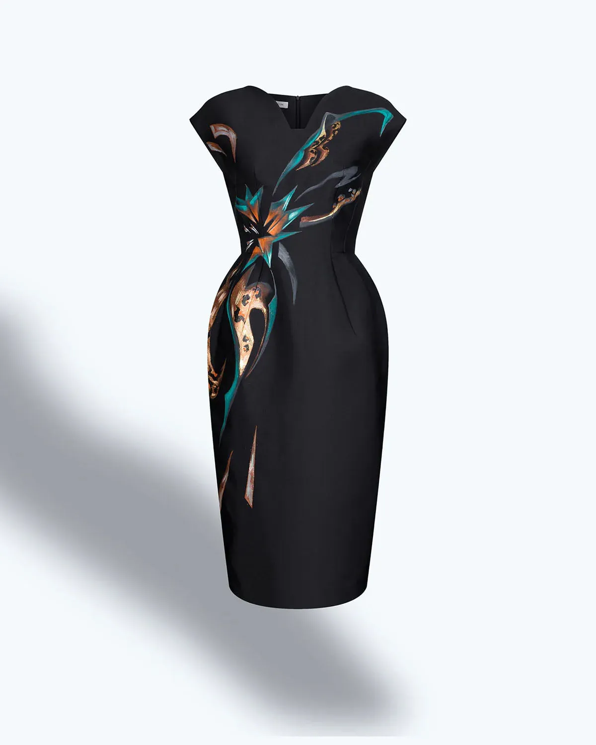 Leopard - Cap Sleeves Pegged Midi Dress