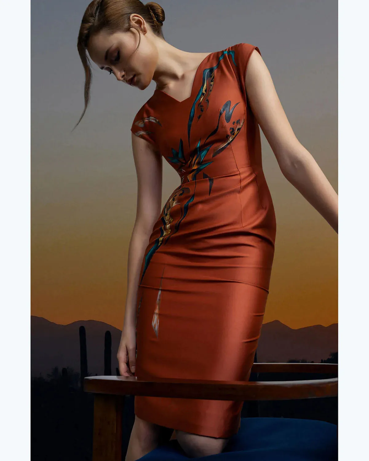 Leopard - Cap Sleeves Pegged Midi Dress