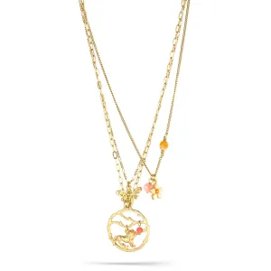 LION FLOWER AND BEE CHARMS  LAYERED  NECKLACES #203CR1201 (IB22)