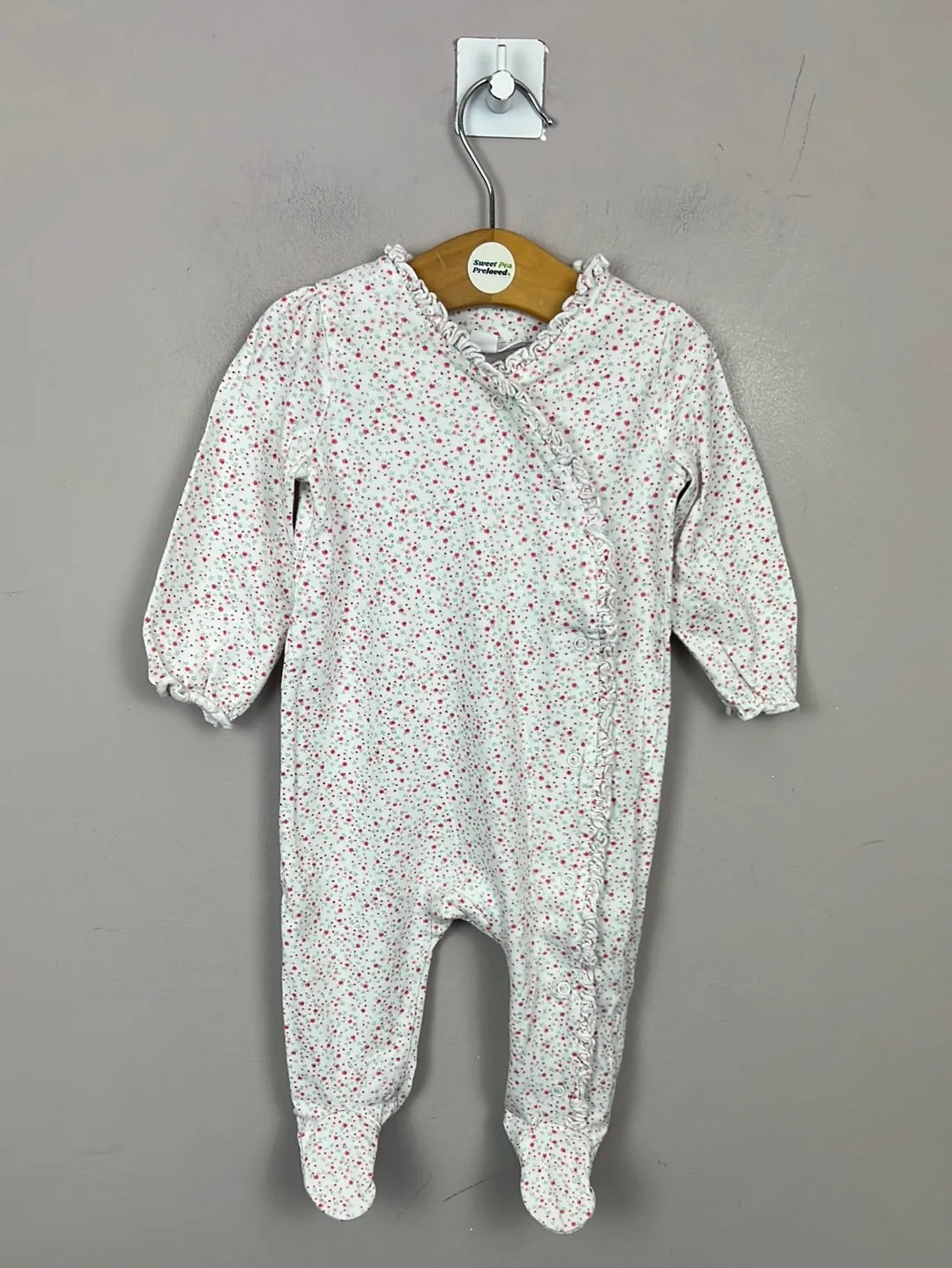 Little White Company Kimono floral sleepsuit 3-6m