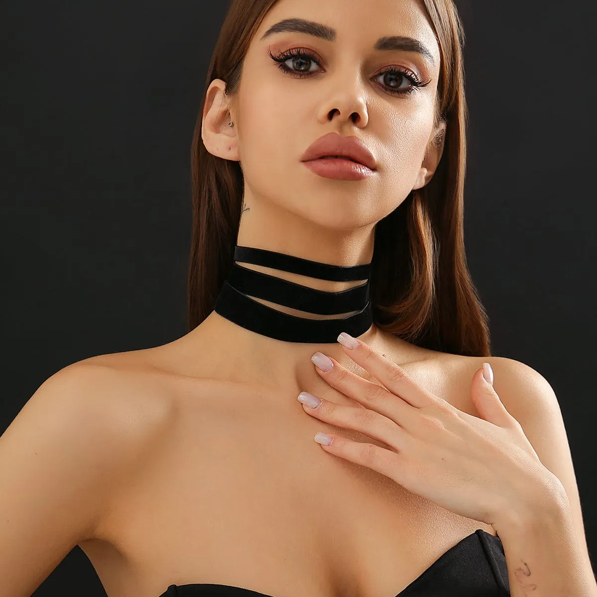 Lolita Layered Velvet Choker Necklace Set