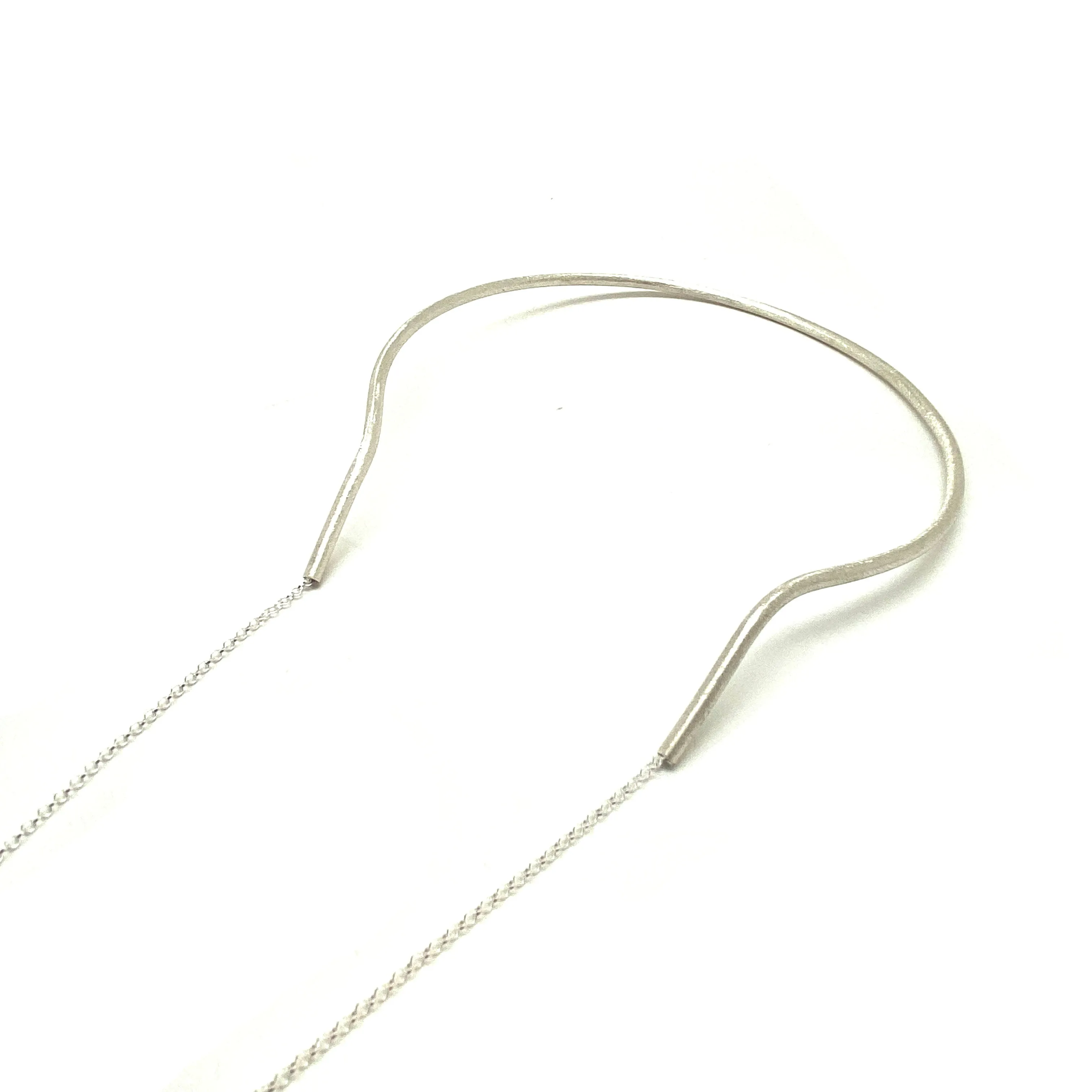 Long Spinel Silver Drape Necklace